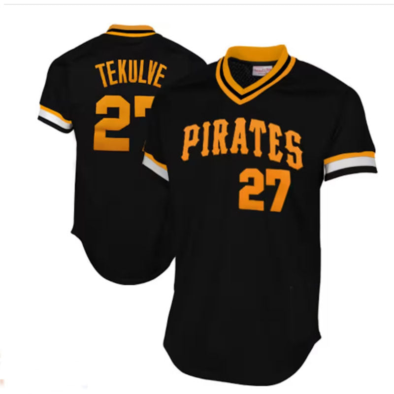 Pittsburgh Pirates #27 Kent Tekulve 1982 Cooperstown Collection Authentic Practice Jersey - Black Baseball Jerseys