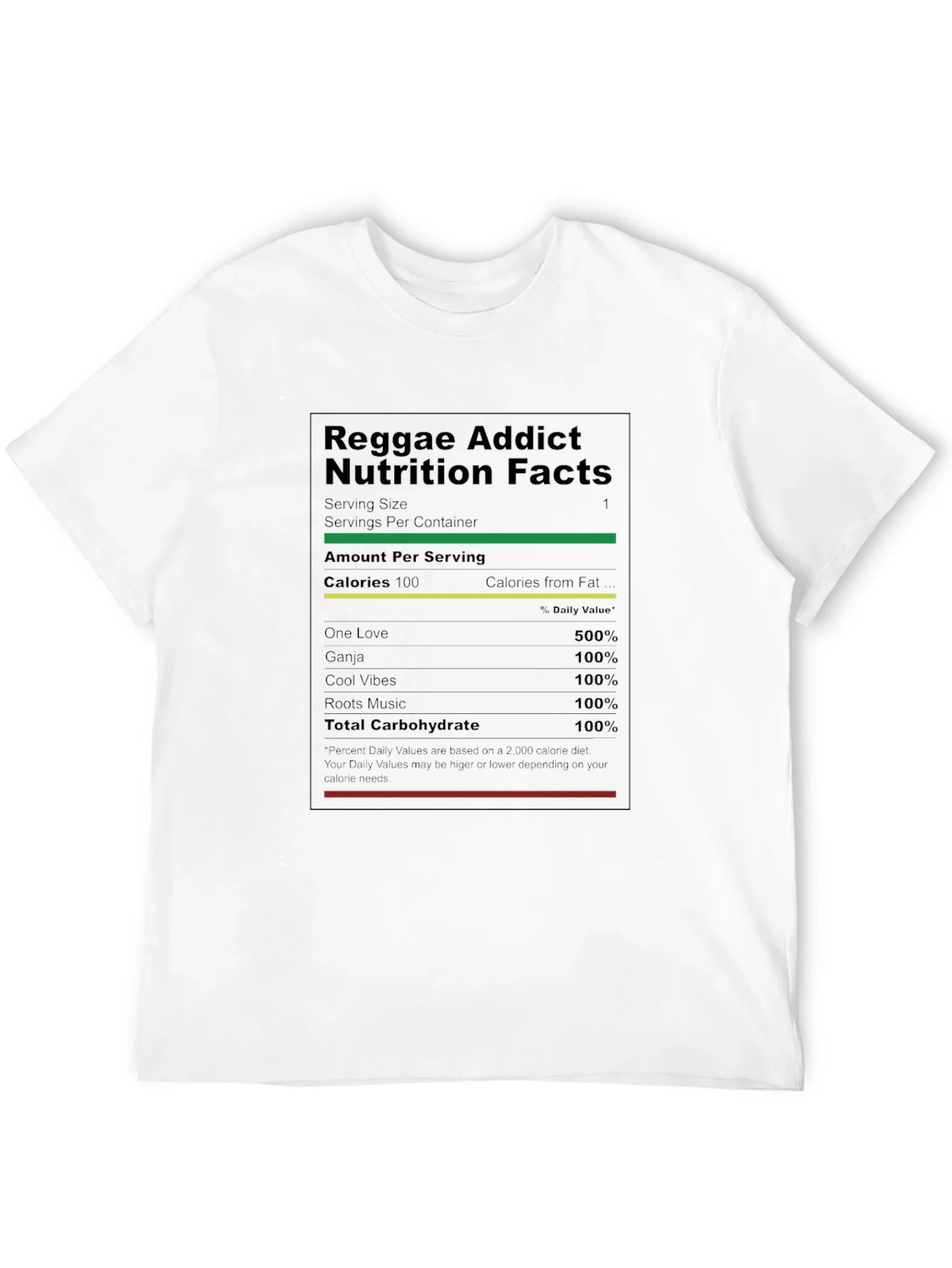 Reggae Addict Nutrition Facts T-Shirt - Black