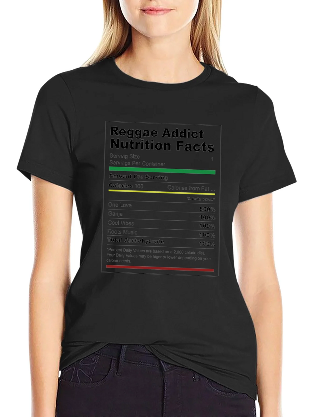 Reggae Addict Nutrition Facts T-Shirt - Black