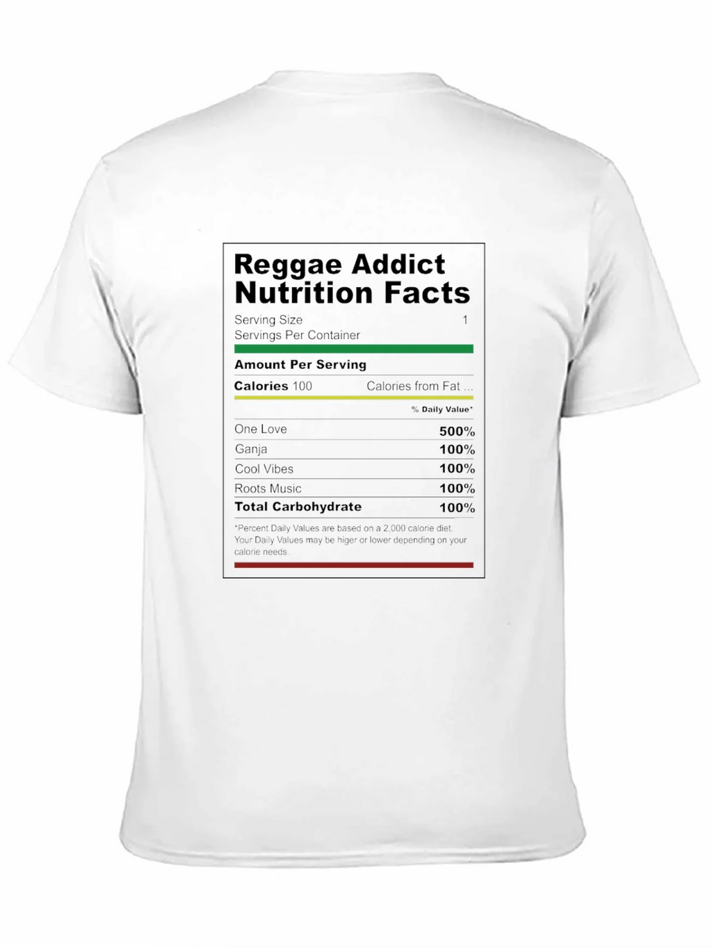 Reggae Addict Nutrition Facts T-Shirt - Black