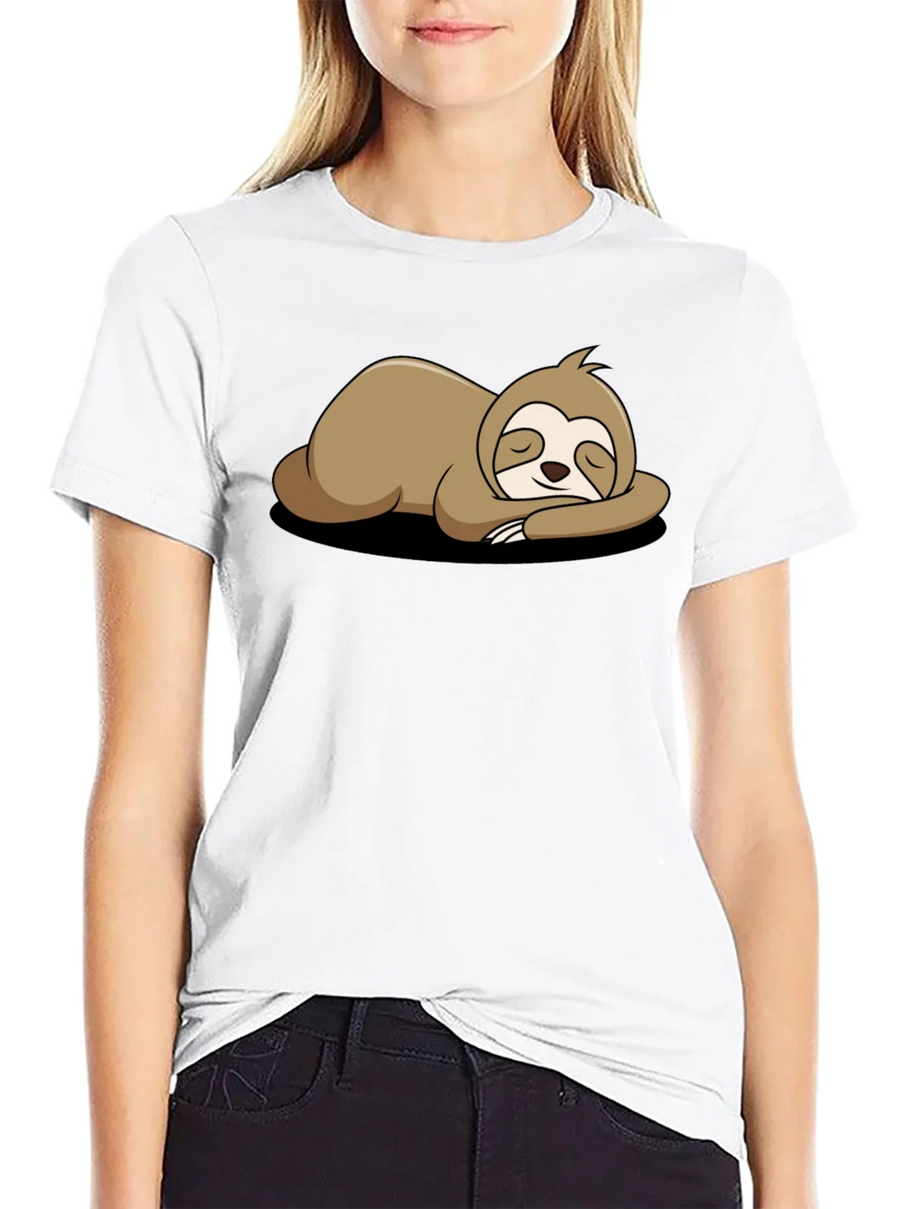 Relaxed Sloth Graphic Tee - Black Comfort