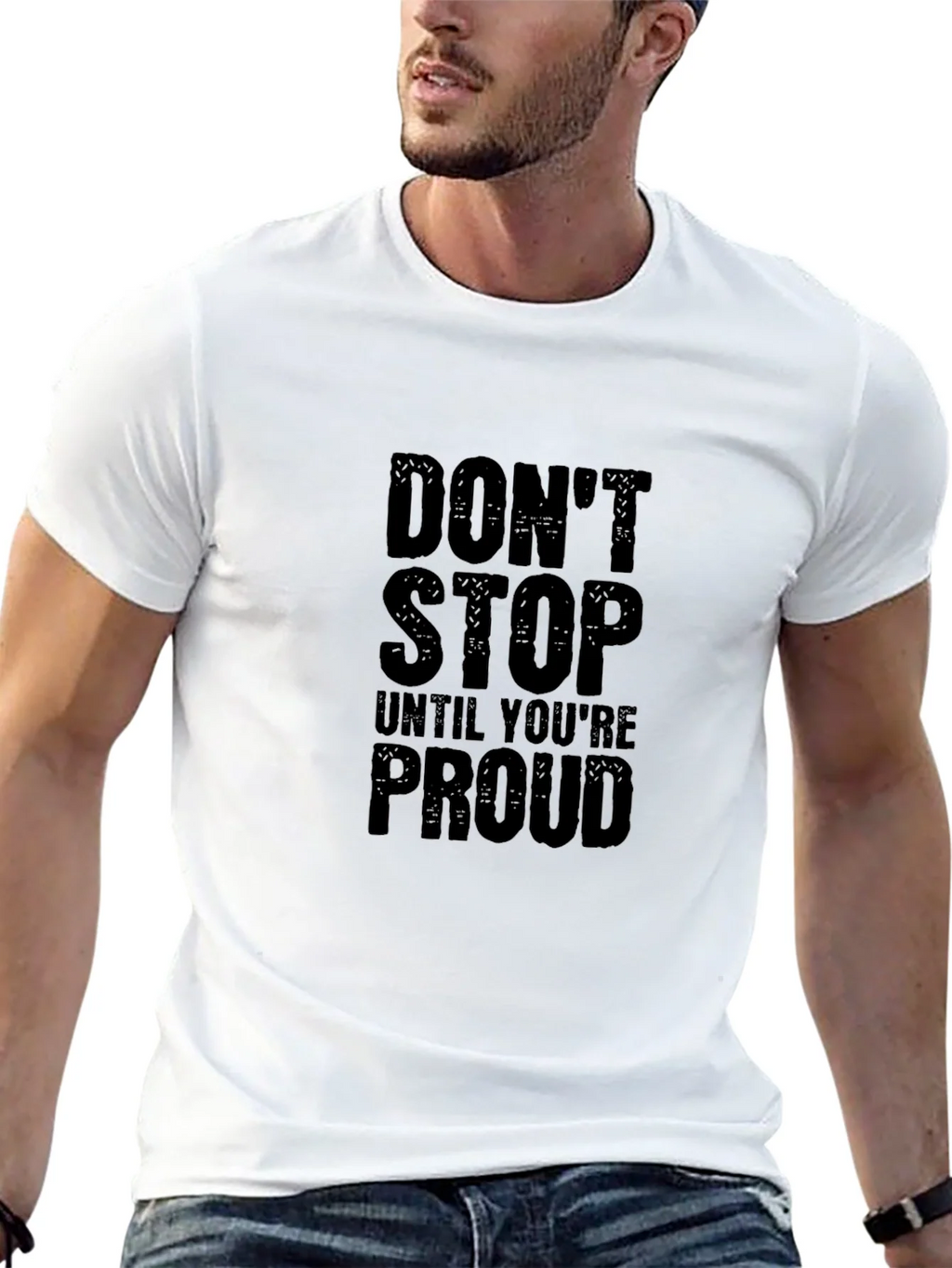 Motivational Dont Stop Graphic Tee - Black Cotton