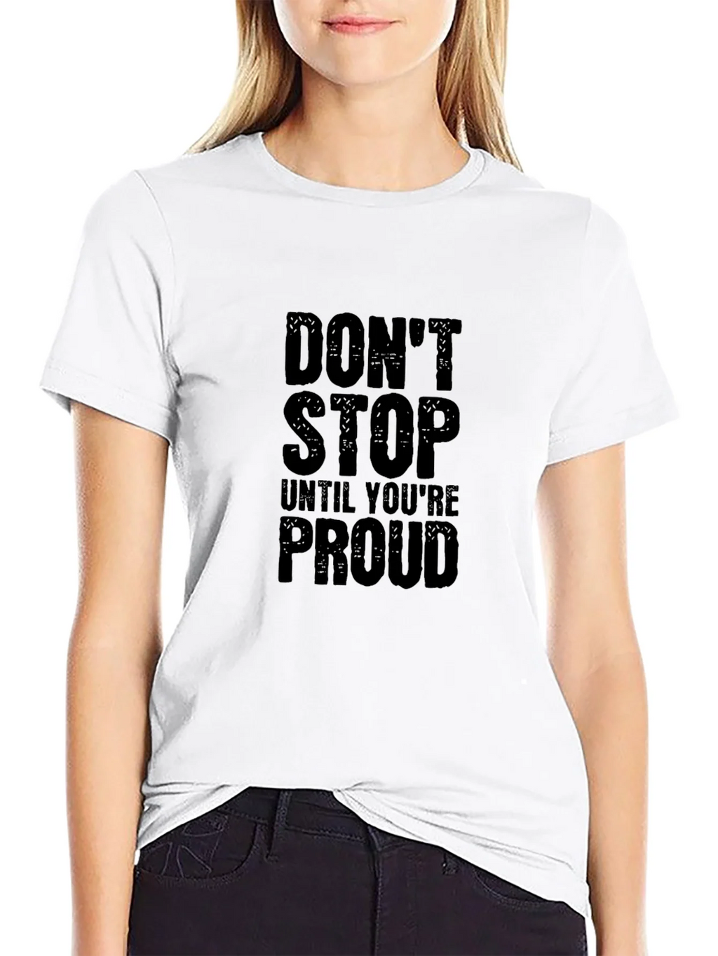 Motivational Dont Stop Graphic Tee - Black Cotton