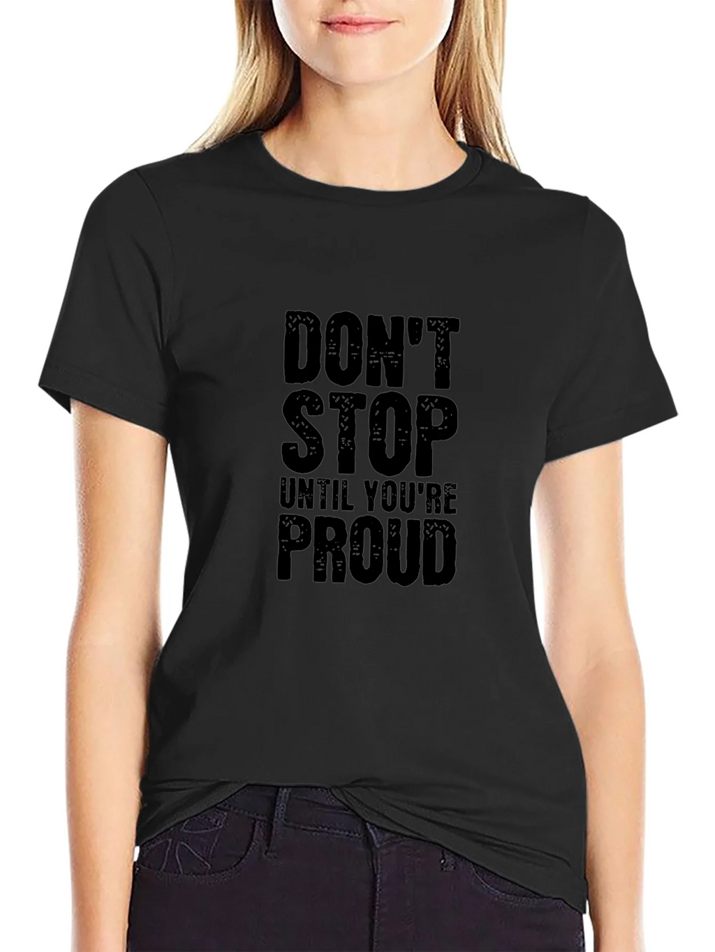 Motivational Dont Stop Graphic Tee - Black Cotton
