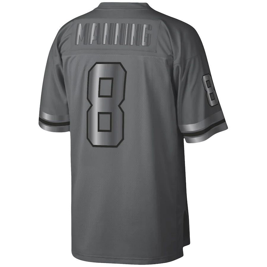NO.Saints #8 Archie Manning Charcoal 1979 Retired Player Metal Legacy Jersey Stitched American Football Jersey