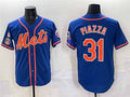 New York Mets #31 Mike Piazza Blue With Patch Cool Base Stitched Baseball Jersey