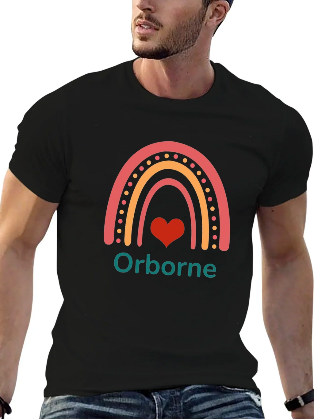 Orborne Rainbow Heart T-Shirt - Black