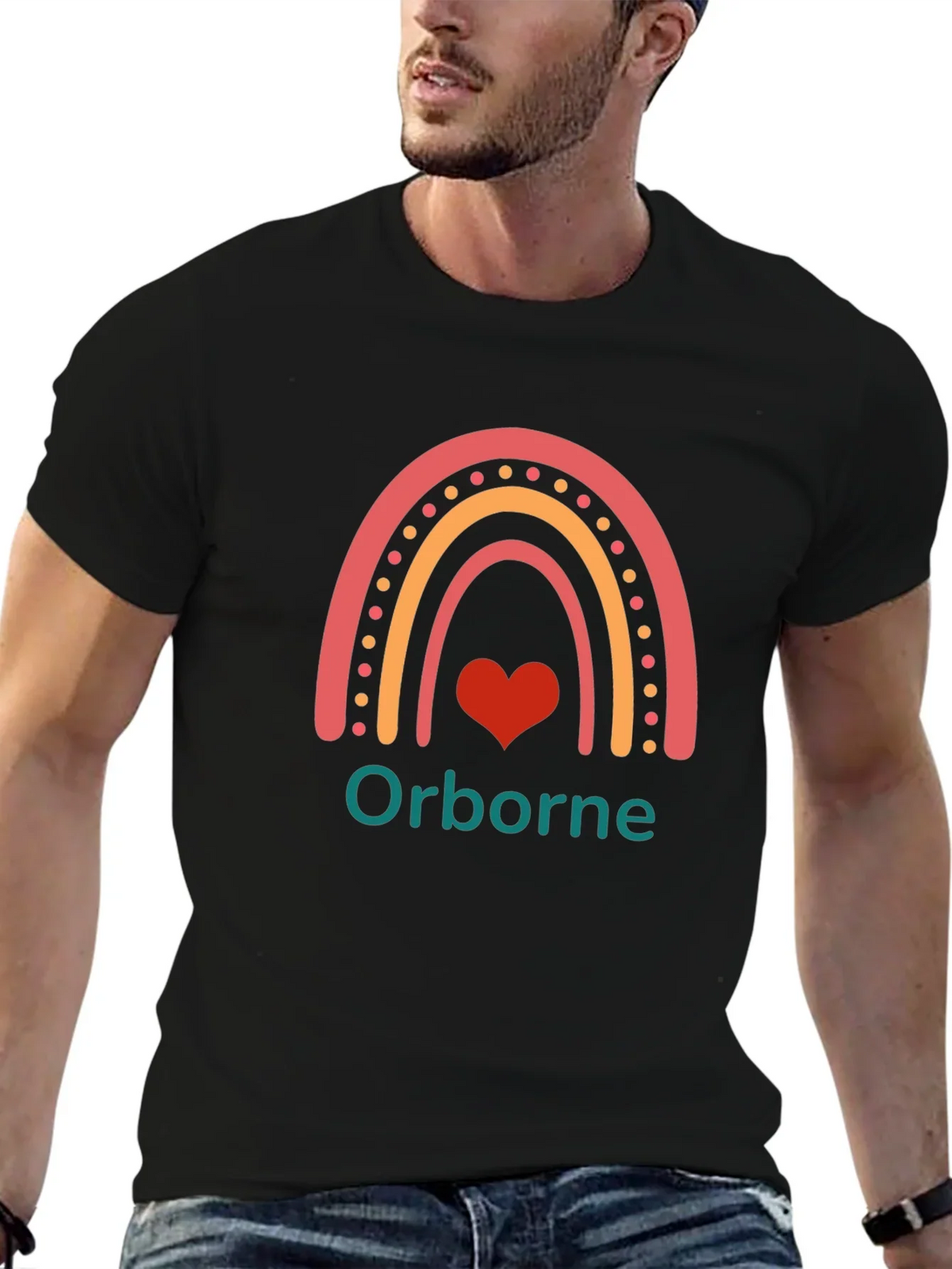 Orborne Rainbow Heart T-Shirt - Black