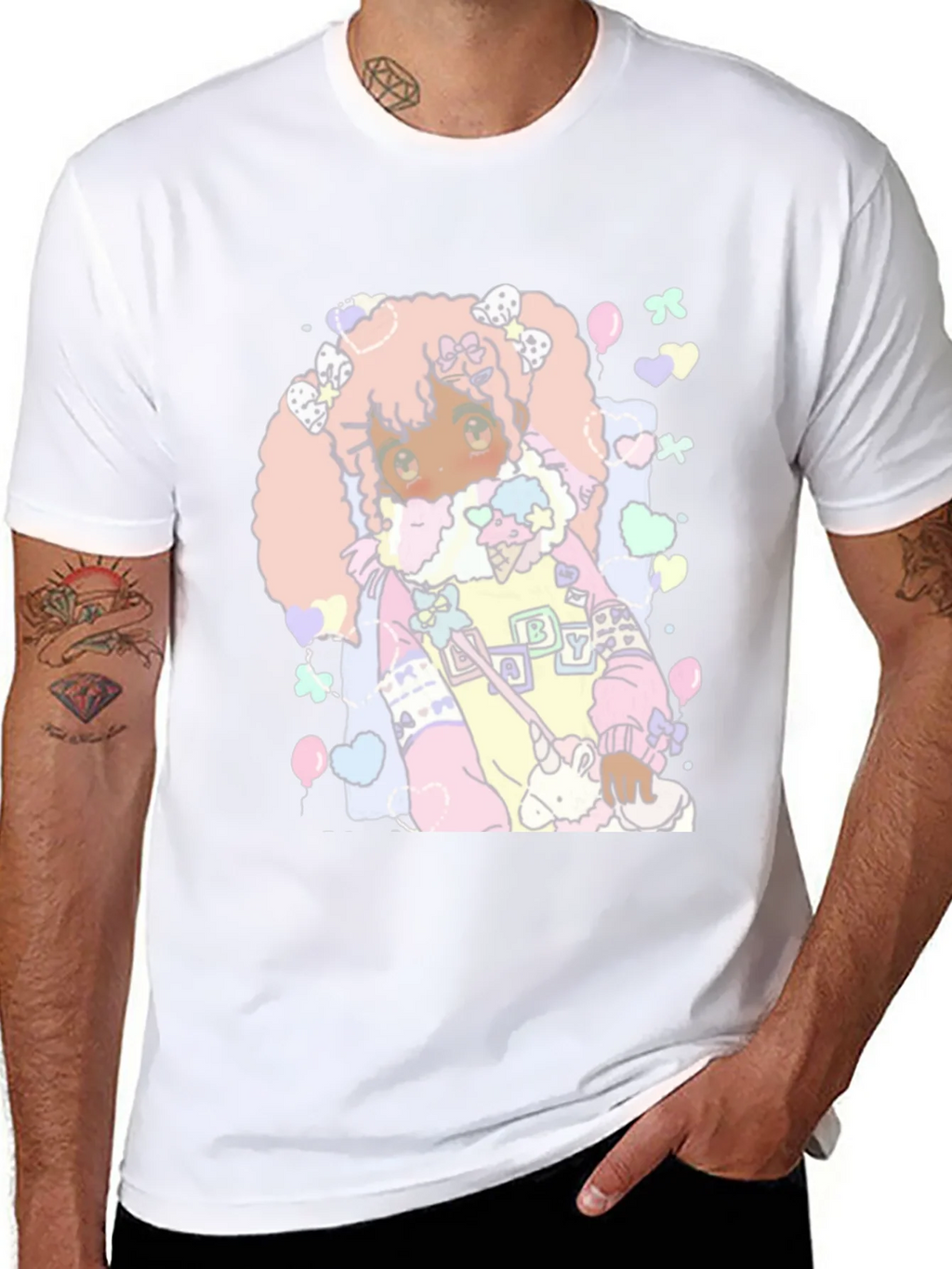Kawaii Anime Graphic Tee - Pastel Goth Style