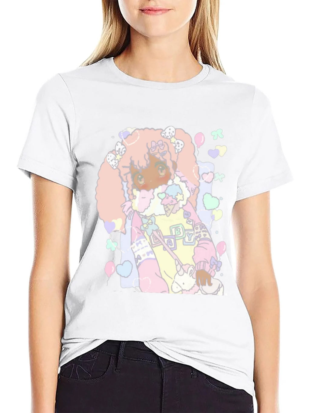 Kawaii Anime Graphic Tee - Pastel Goth Style