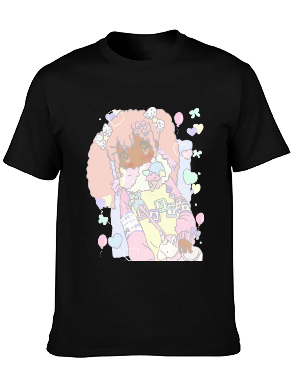 Kawaii Anime Graphic Tee - Pastel Goth Style