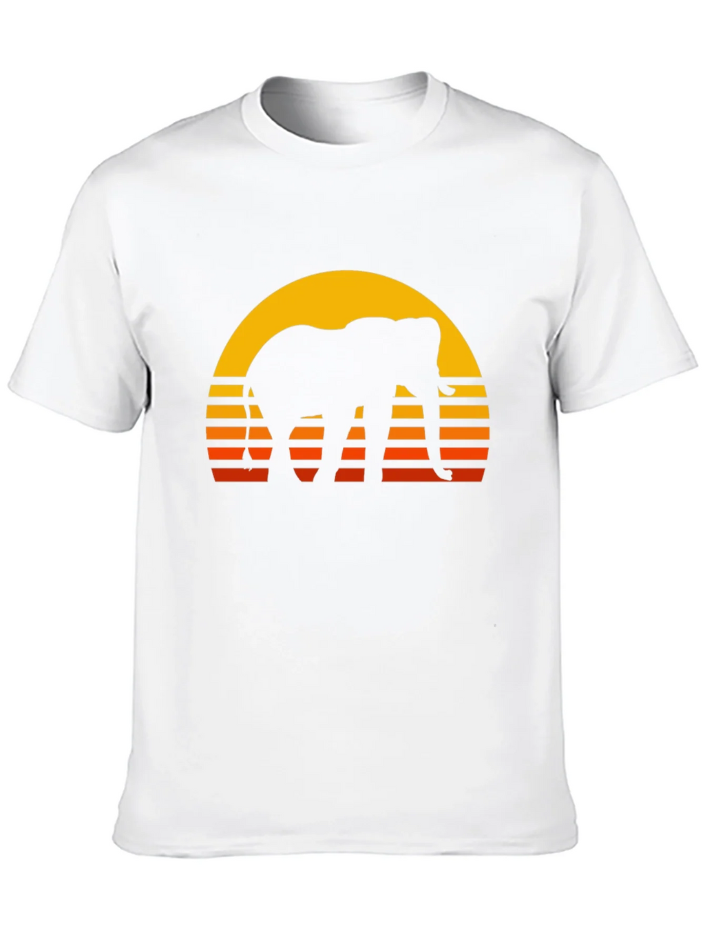 Elephant Sunset T-Shirt - Retro Style Black Tee