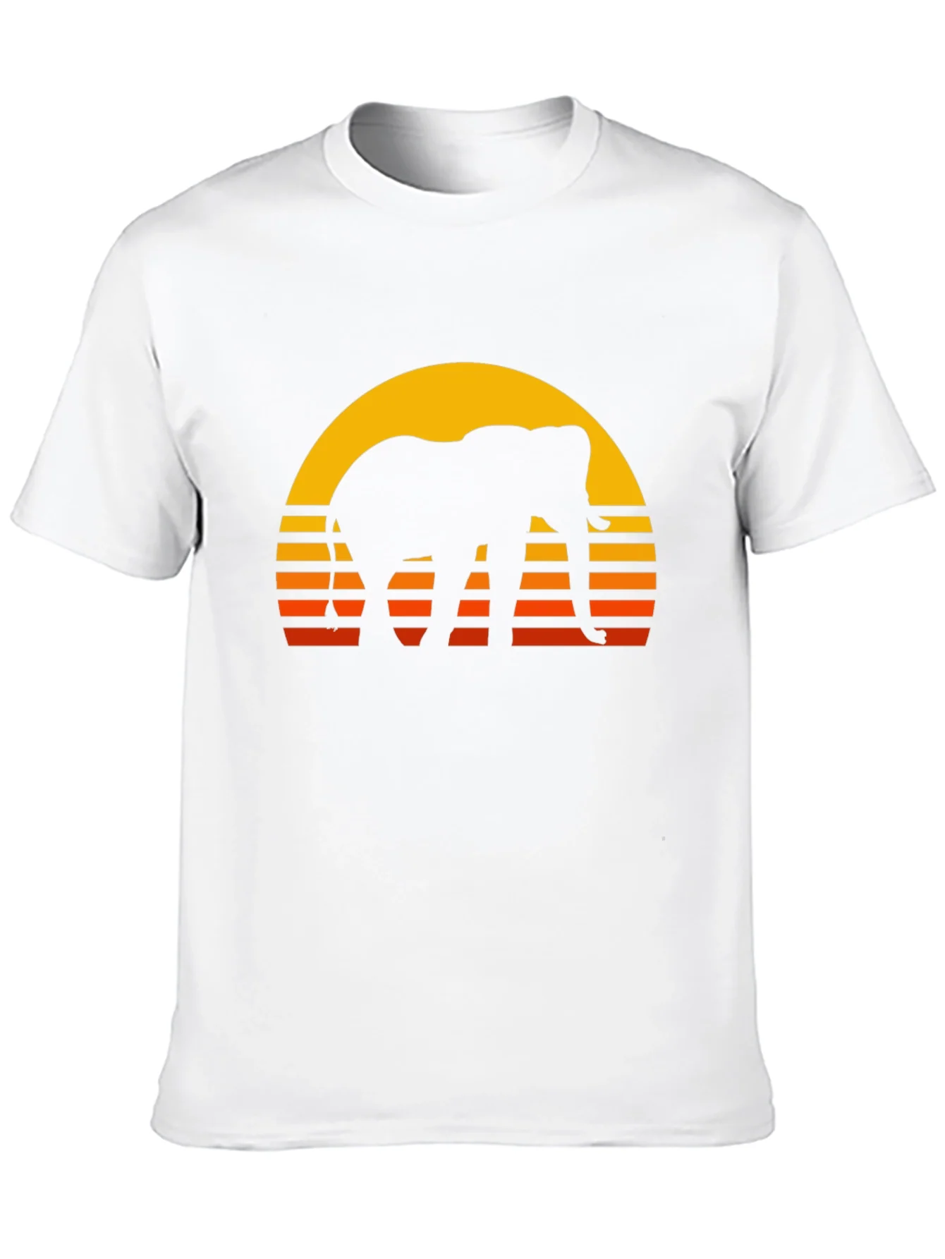 Elephant Sunset T-Shirt - Retro Style Black Tee