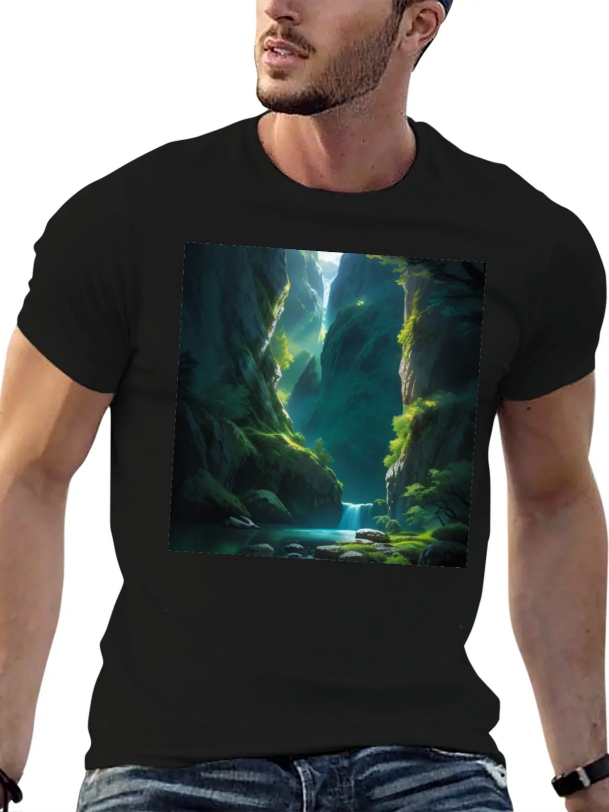 Natures Path Tee: Black Graphic T-Shirt