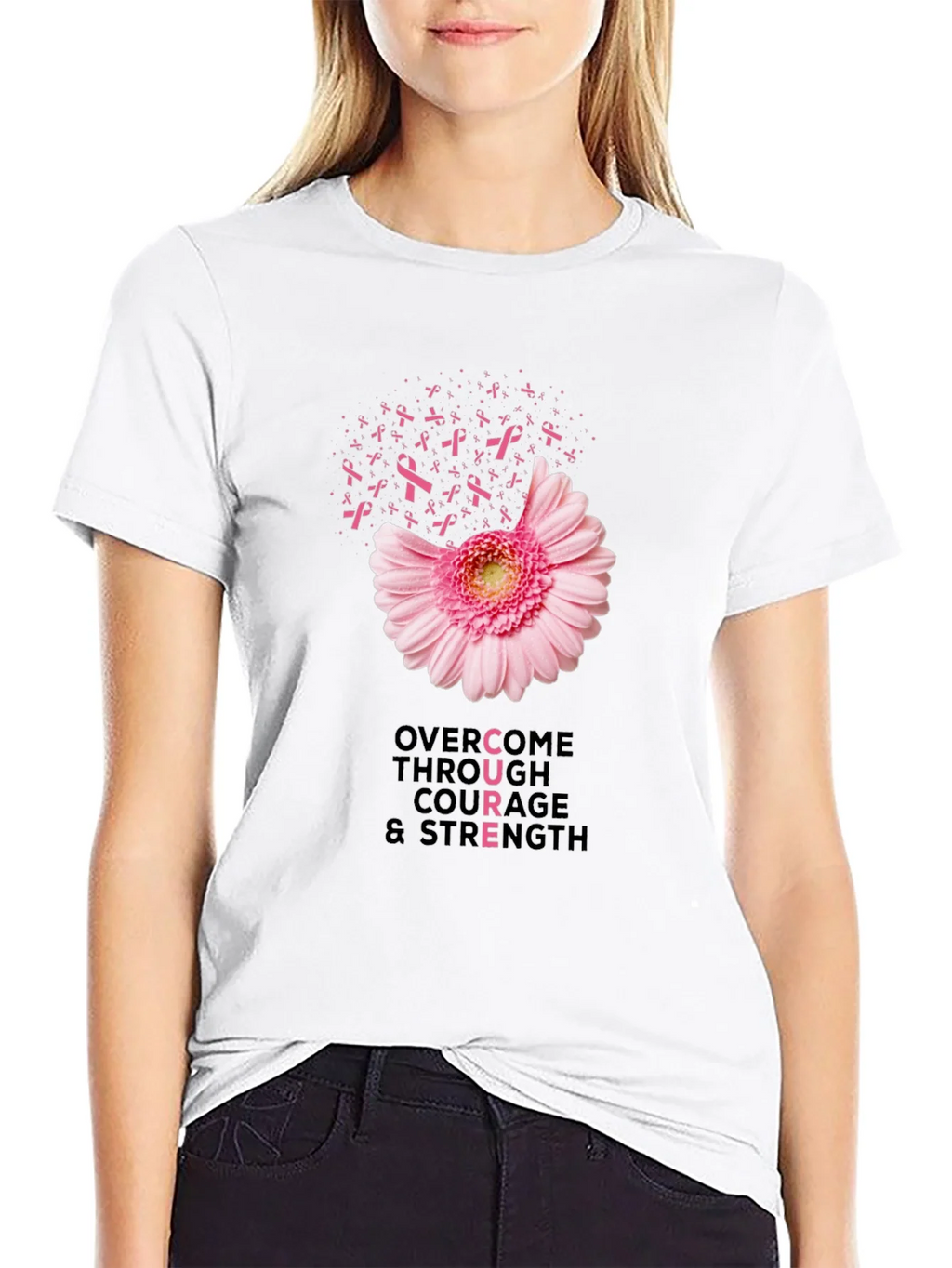 Breast Cancer Awareness T-Shirt: Overcome with Courage