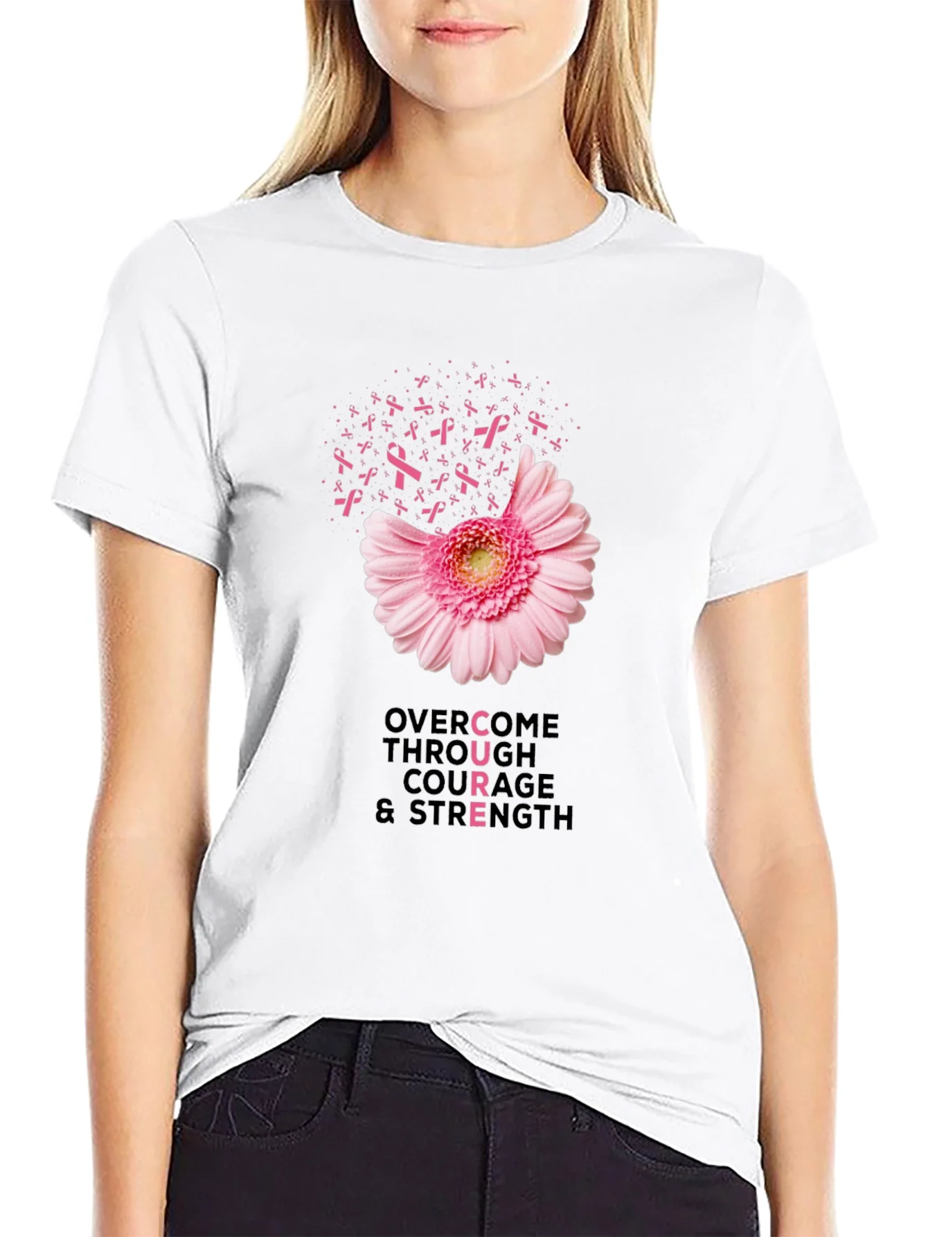 Breast Cancer Awareness T-Shirt: Overcome with Courage