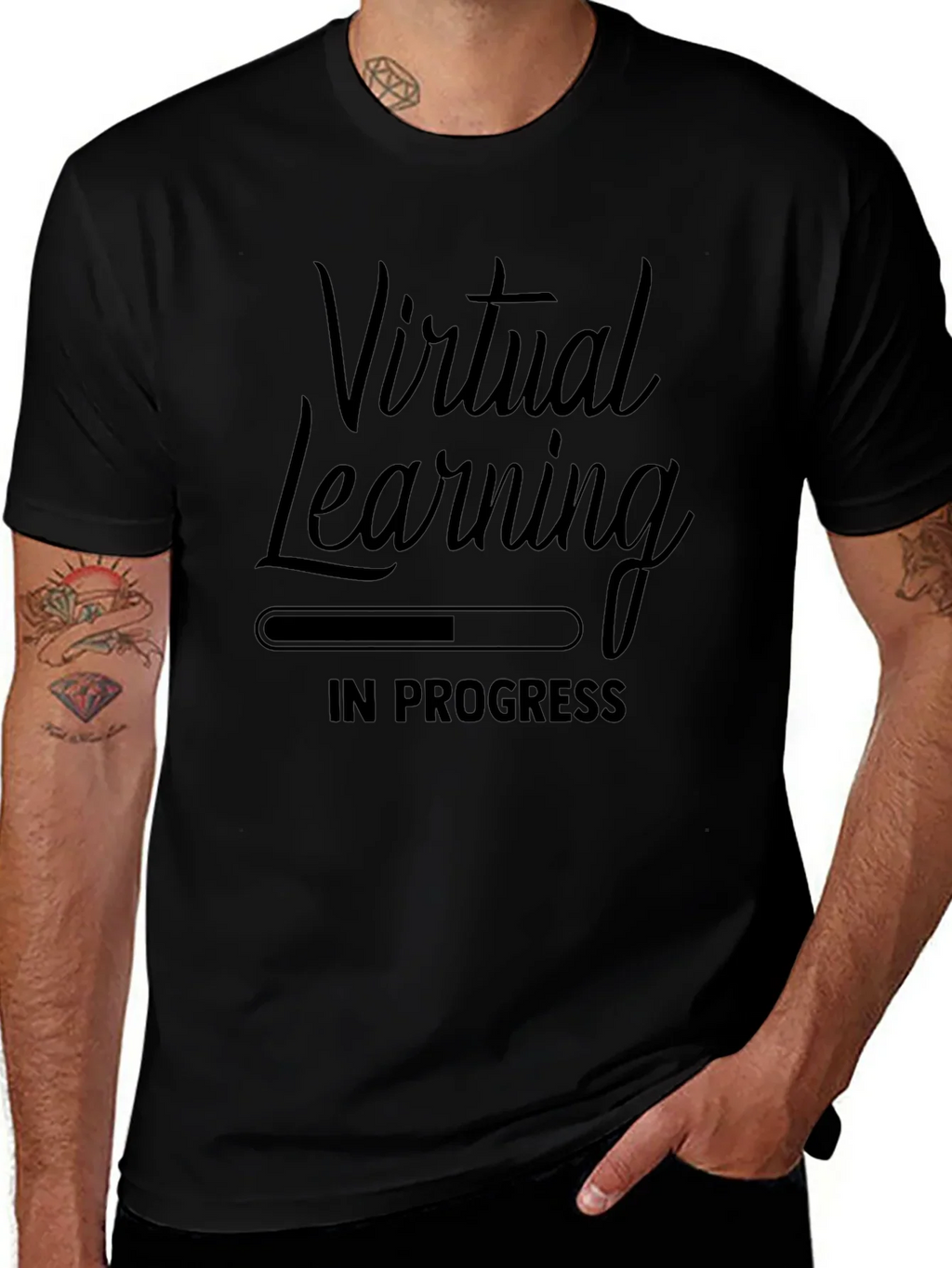 Virtual Learning In Progress Black T-Shirt