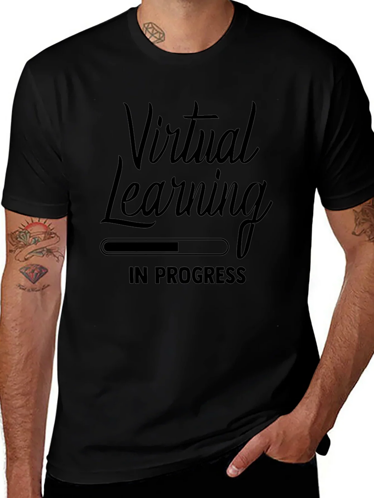 Virtual Learning In Progress Black T-Shirt