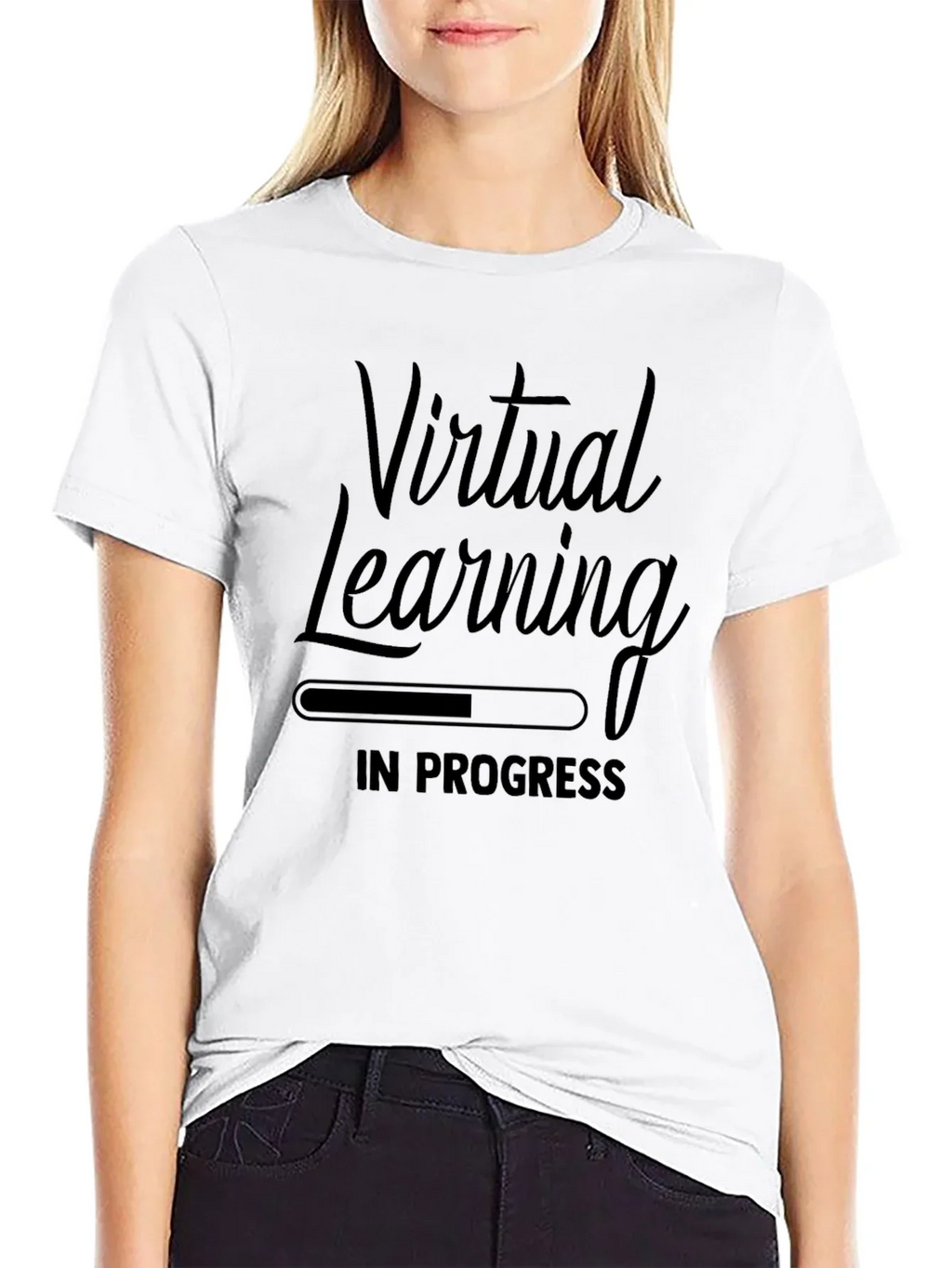 Virtual Learning In Progress Black T-Shirt