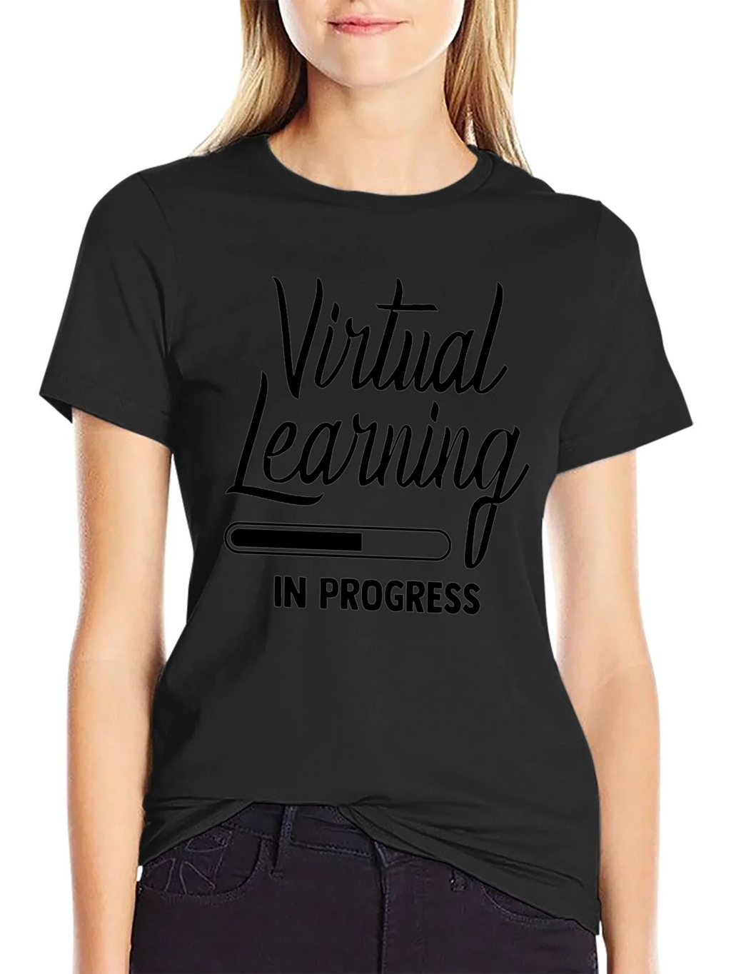 Virtual Learning In Progress Black T-Shirt