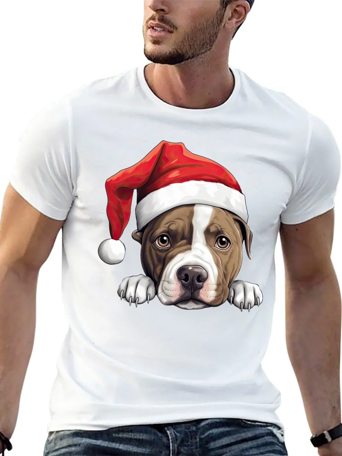 Dog in Santa Hat Graphic Tee