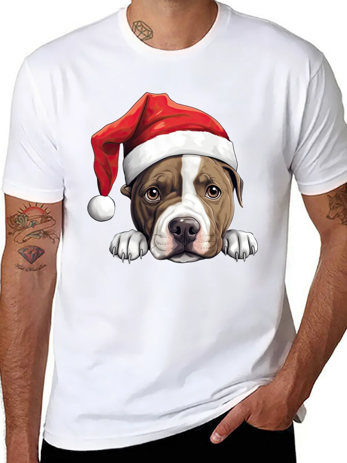 Dog in Santa Hat Graphic Tee