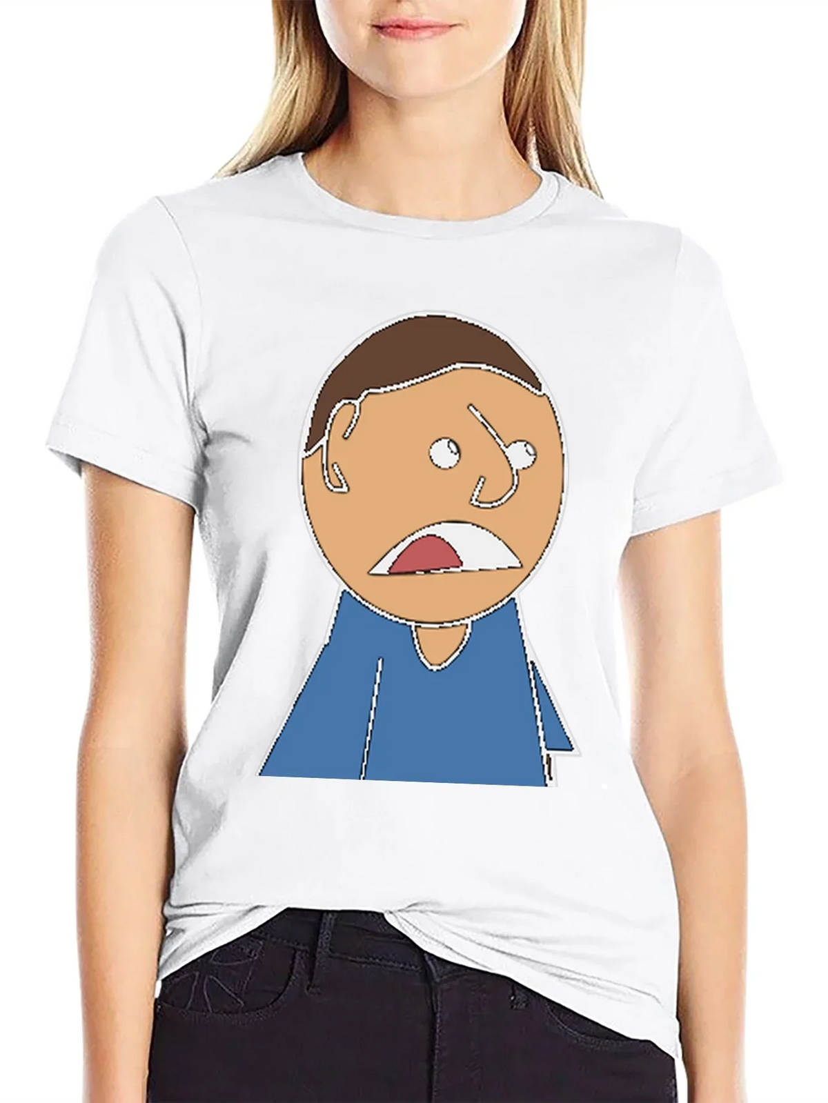 Cartoon Expression T-Shirt - Black Cotton Tee
