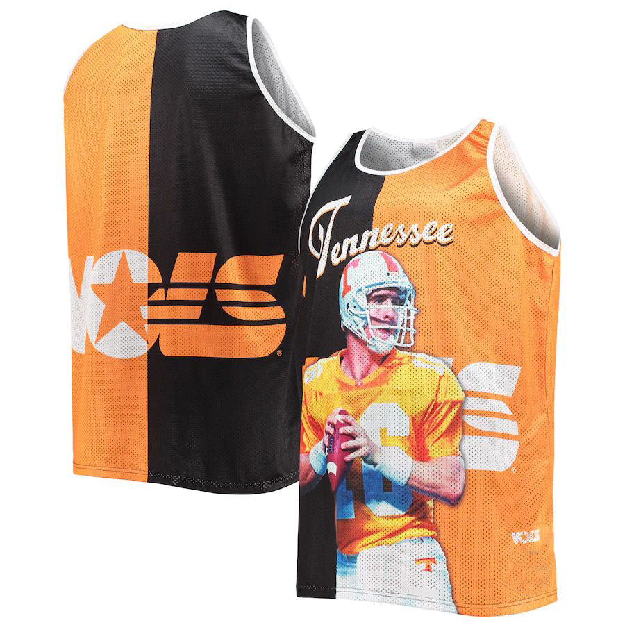 T.Volunteers #16 Peyton Manning Sublimated Player Big & Tall Tank Top - Black Tennessee Orange Stitched American College Jerseys