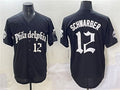 Philadelphia Phillies #12 Kyle Schwarber Black Gothic Vapor Limited Stitched Baseball Jersey