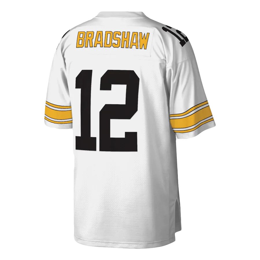 P.Steelers #12 Terry Bradshaw White Legacy Replica Jersey Stitched American Football Jerseys