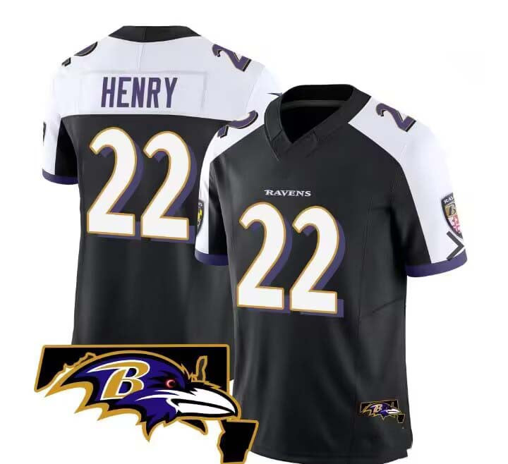 B.Ravens #22 Derrick Henry Black Maryland Patch Vapor Limited JerseyAll Stitched American Football Jerseys