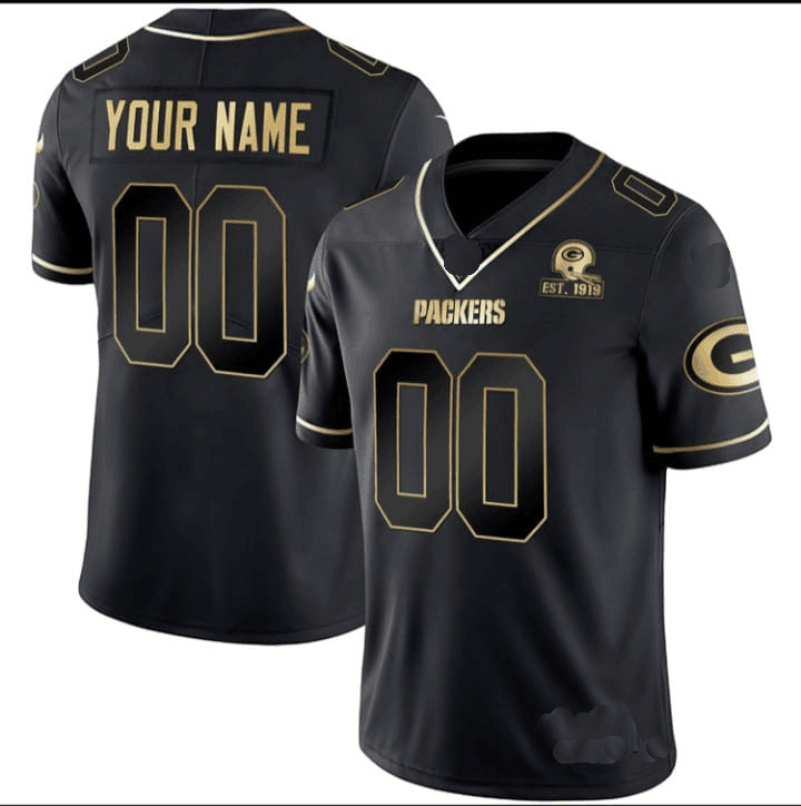 Custom GB.Packers Home Patch Gold VaporAll Stitched Football Jerseys