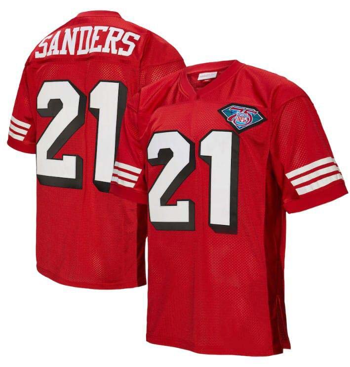 SF.49ers #21 Deion Sanders Scarlet 1994 Authentic American Football Jerseys
