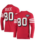 SF.49ers #80 Jerry Rice Throwback Retired Player Name & Number Long Sleeve Top Stitched American Football Jersey