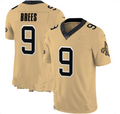 NO.Saints #9 Drew Brees Gold Inverted Legend Jersey Stitched American Football Jersey