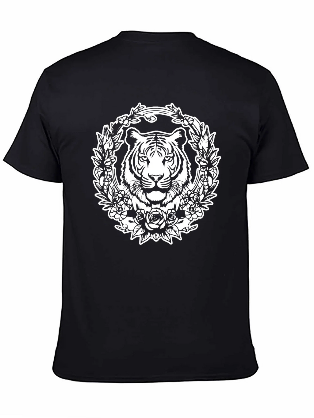 Tiger Floral Wreath Graphic Tee - Black