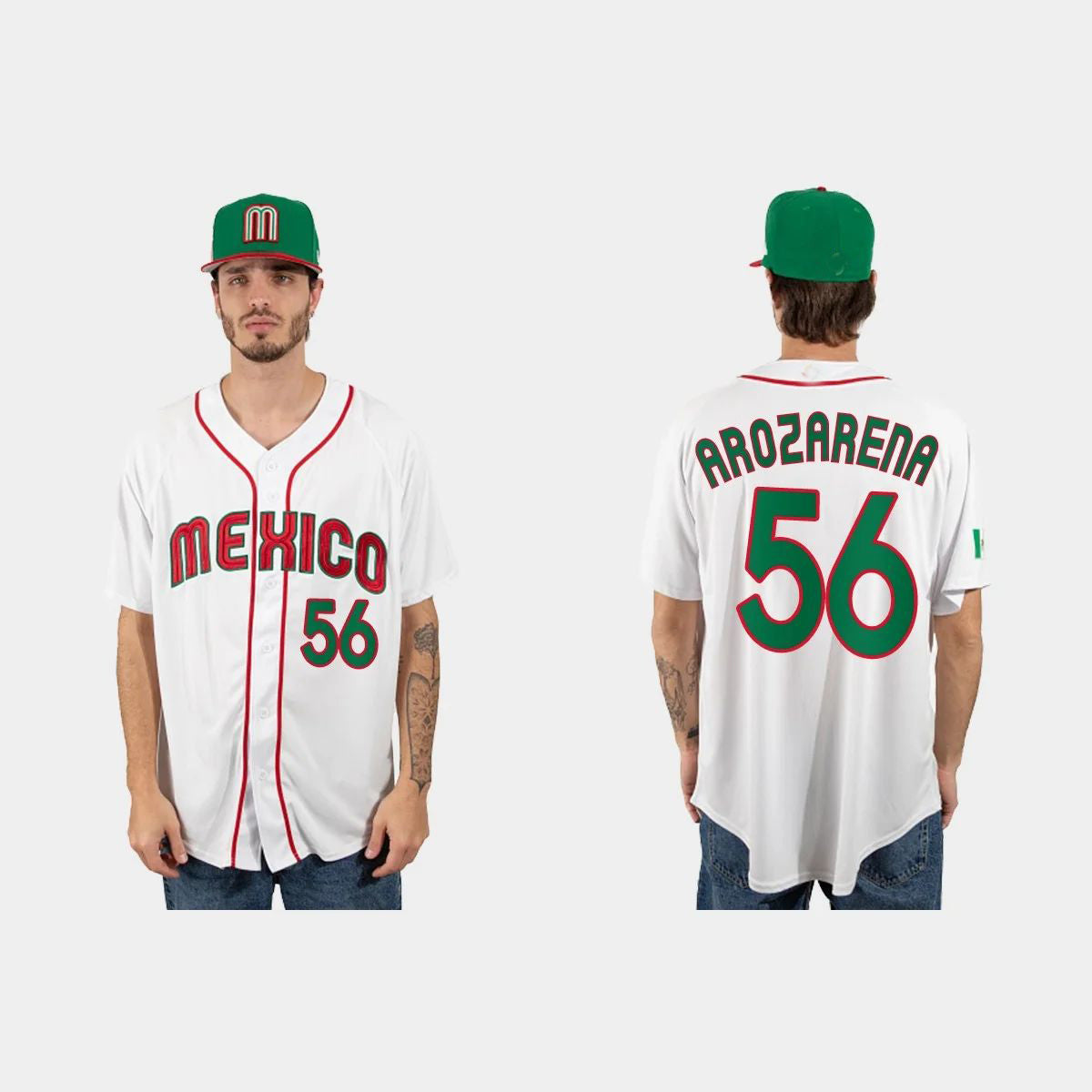 #56 RANDY AROZARENA MEXICO BASEBALL 2023 WORLD BASEBALL CLASSIC JERSEYC WHITE Stitches Baseball Jerseys