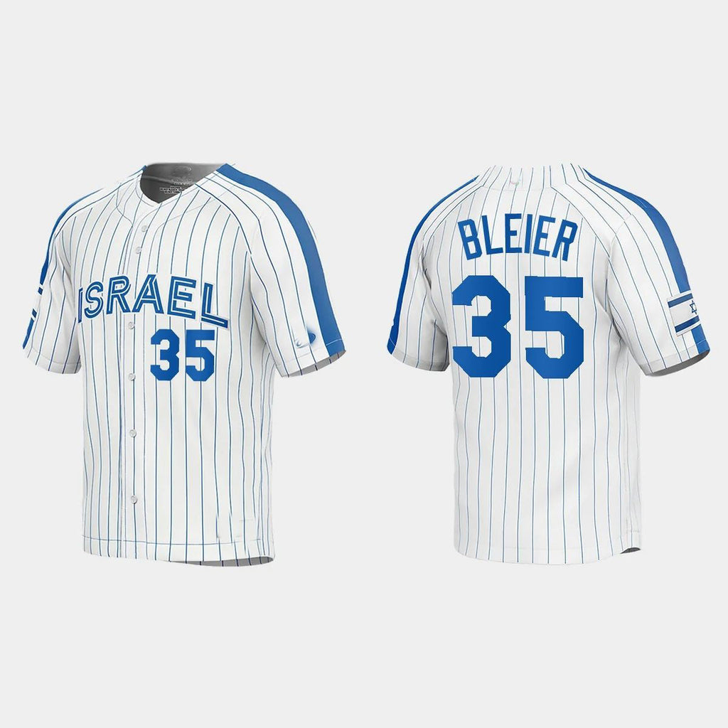 #35 RICHARD BLEIER ISRAEL BASEBALL 2023 WORLD BASEBALL CLASSIC JERSEYC WHITE Stitches Baseball Jerseys