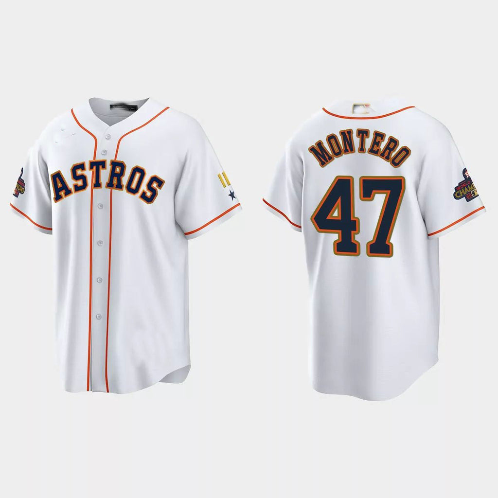 #47 Rafael Montero Houston Astros 2023 Gold Program JerseyC White Stitches Baseball Jerseys