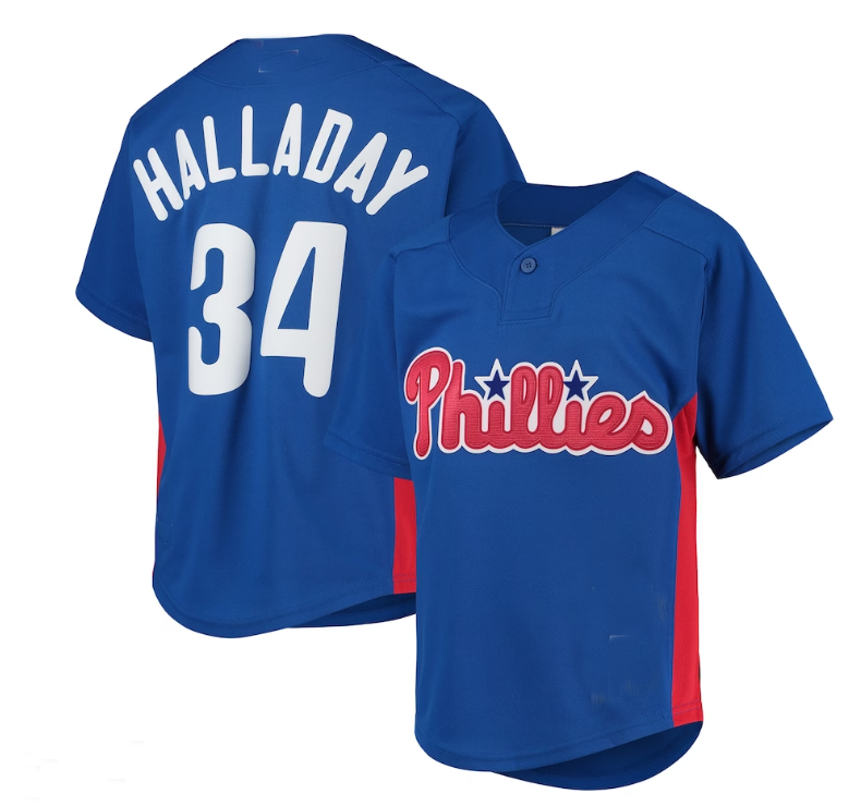 Philadelphia Phillies #34 Roy Halladay Cooperstown Collection Mesh Batting Practice Jersey - Royal Baseball Jerseys