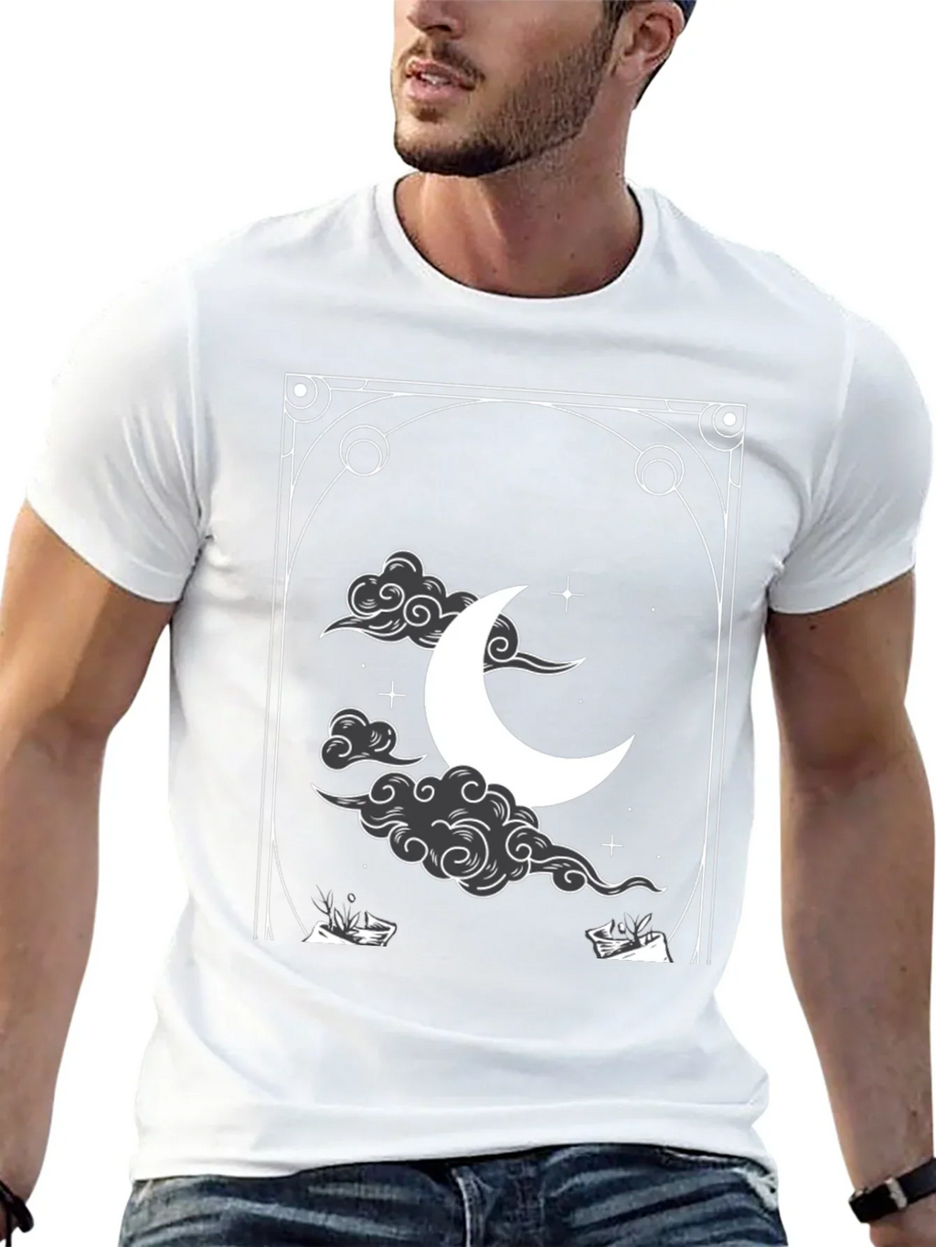Celestial Crescent Moon Graphic Tee