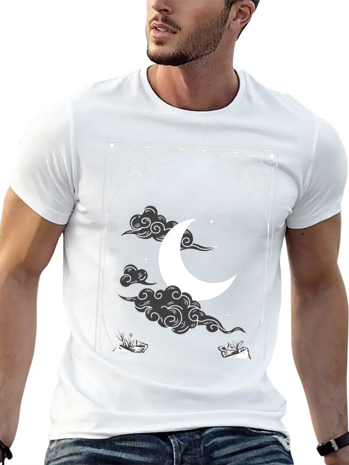Celestial Crescent Moon Graphic Tee