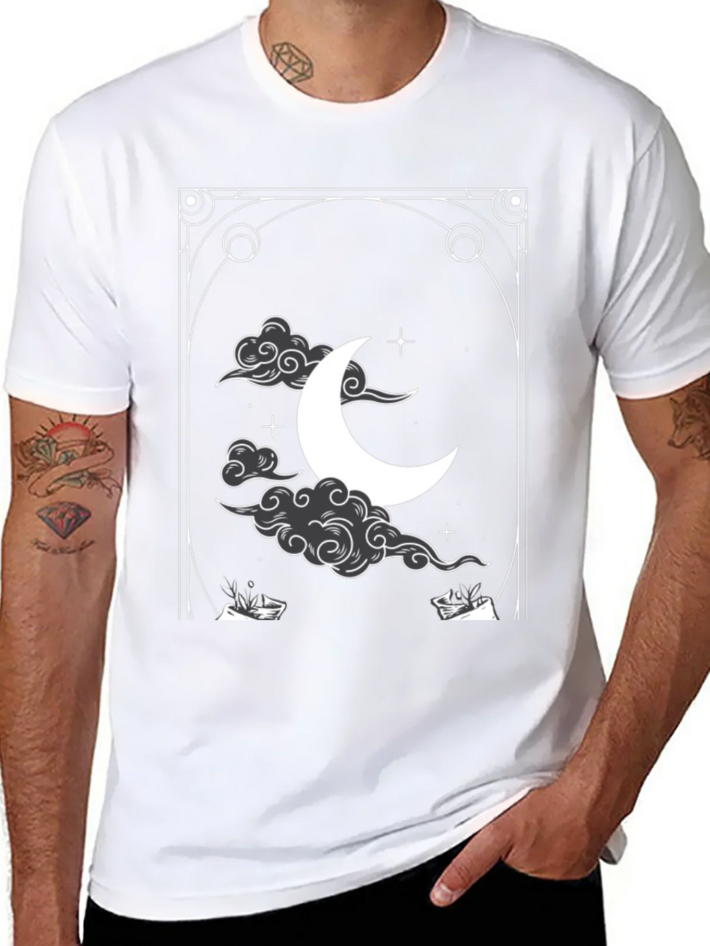 Celestial Crescent Moon Graphic Tee
