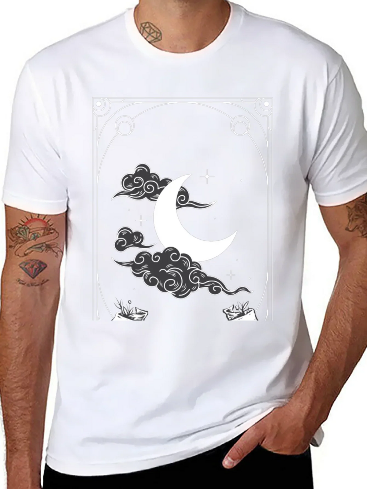 Celestial Crescent Moon Graphic Tee