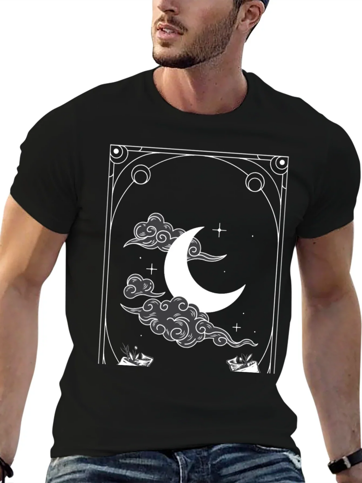 Celestial Crescent Moon Graphic Tee