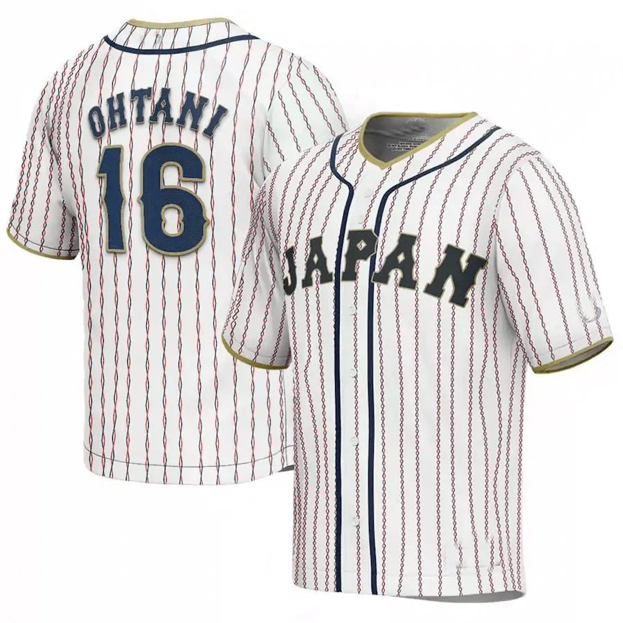 #16 SHOHEI OHTANI JAPAN BASEBALL 2023 WORLD BASEBALL CLASSIC JERSEY C WHITE Stitches Baseball Jerseys