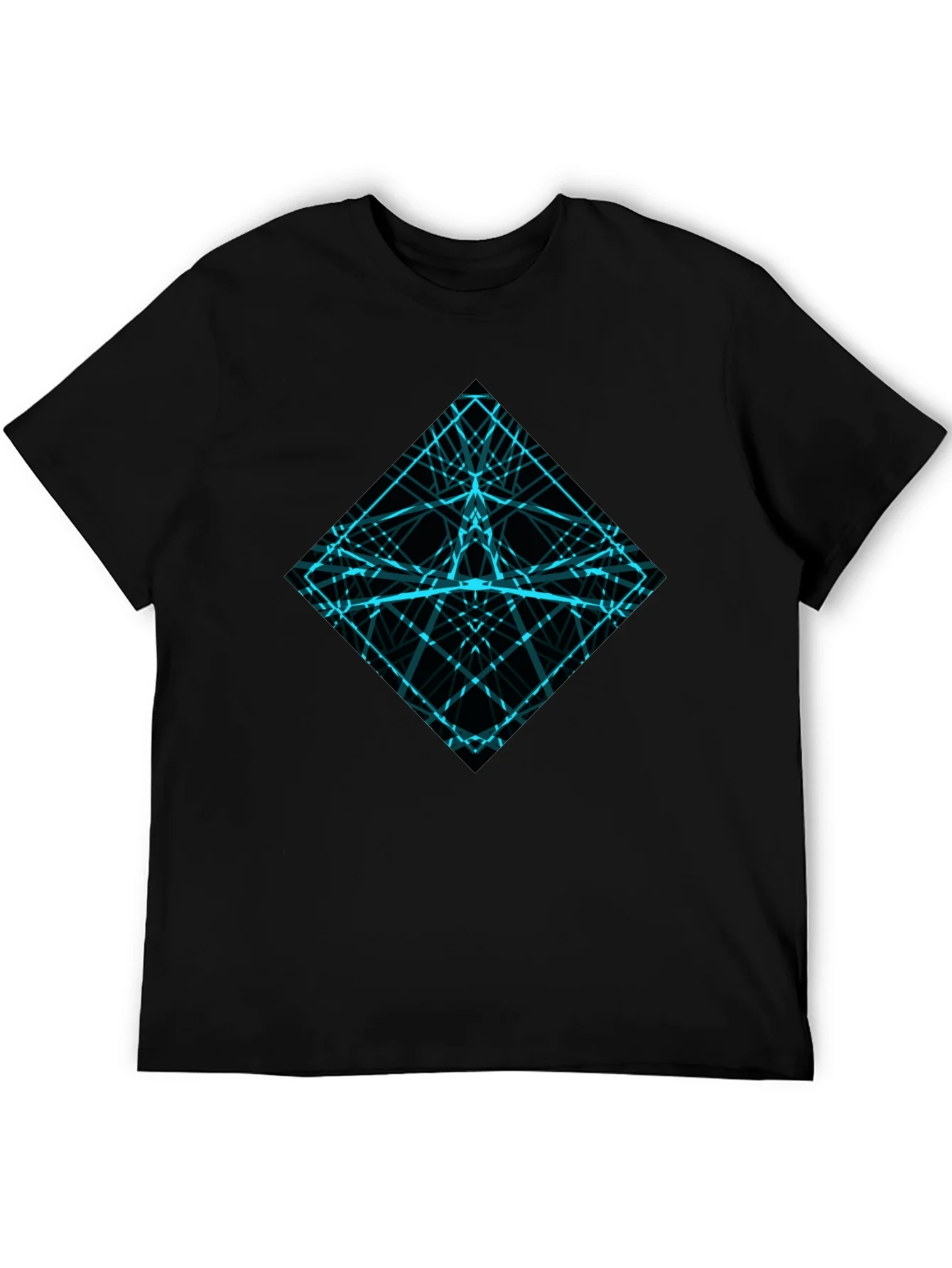 Geometric Lines Graphic Tee - Mens Black Shirt