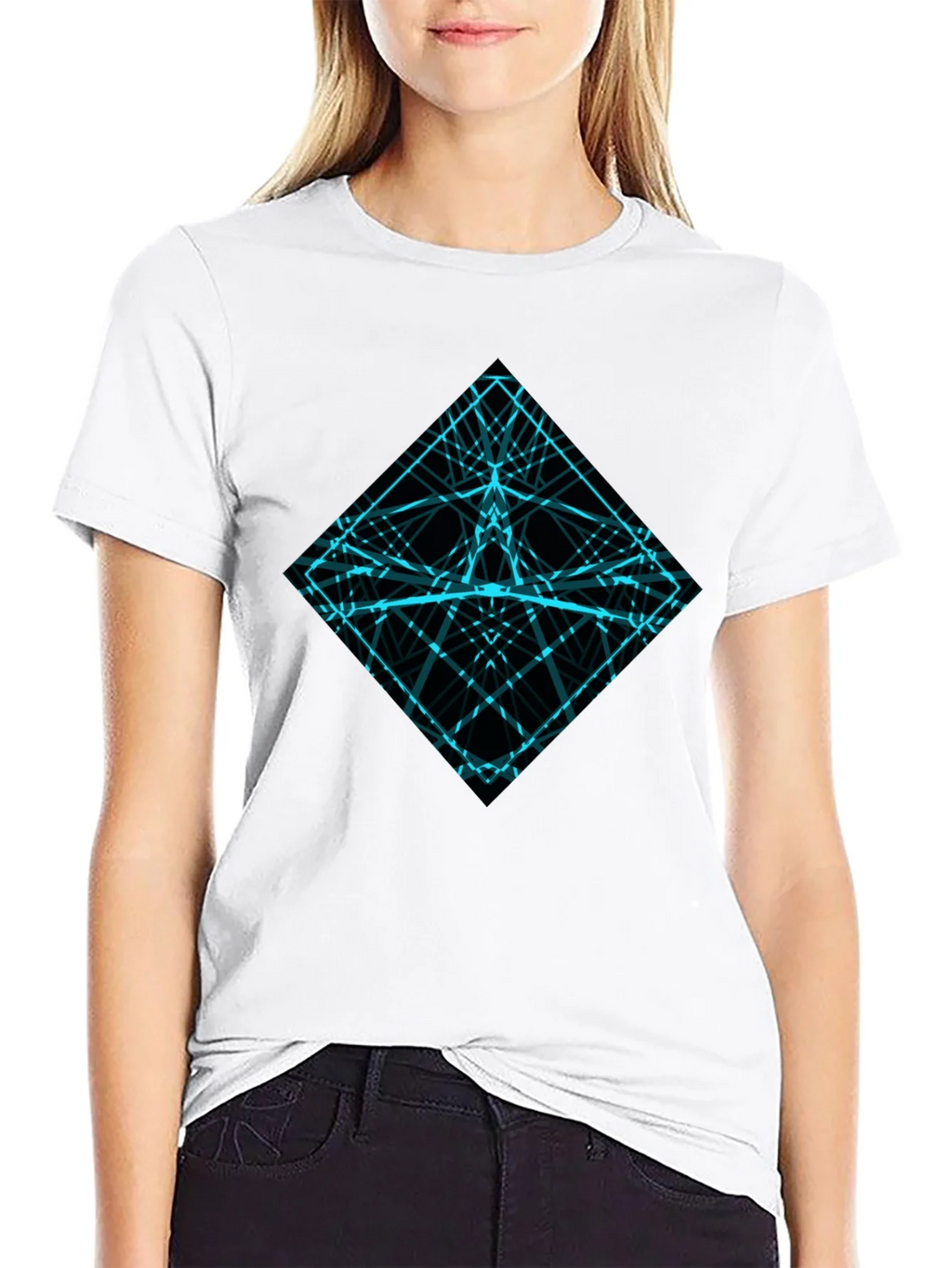 Geometric Lines Graphic Tee - Mens Black Shirt