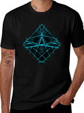 Geometric Lines Graphic Tee - Mens Black Shirt