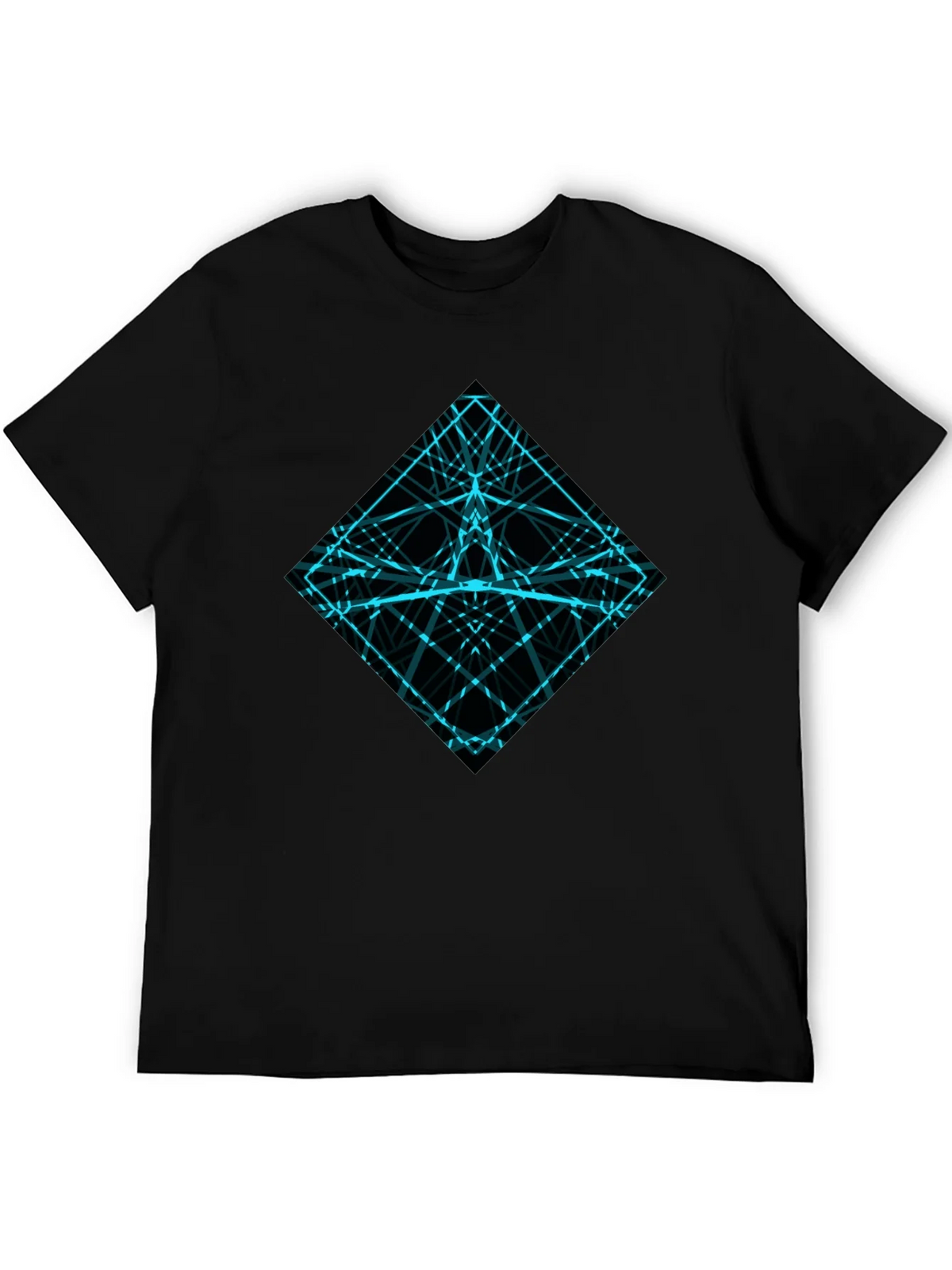 Geometric Lines Graphic Tee - Mens Black Shirt